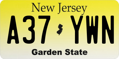 NJ license plate A37YWN