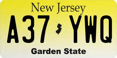 NJ license plate A37YWQ