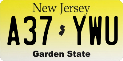 NJ license plate A37YWU