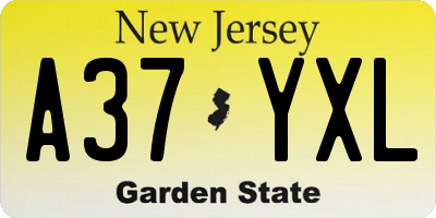 NJ license plate A37YXL