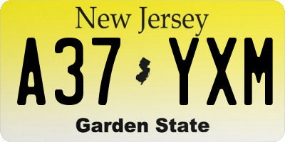 NJ license plate A37YXM