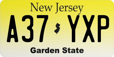 NJ license plate A37YXP