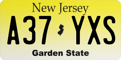 NJ license plate A37YXS