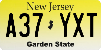 NJ license plate A37YXT