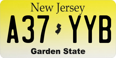 NJ license plate A37YYB