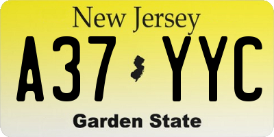 NJ license plate A37YYC