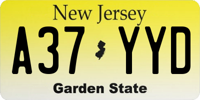 NJ license plate A37YYD