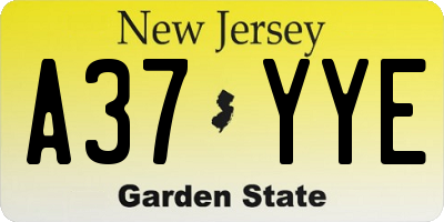 NJ license plate A37YYE