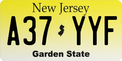 NJ license plate A37YYF