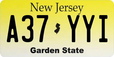NJ license plate A37YYI