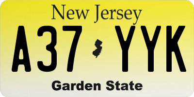 NJ license plate A37YYK