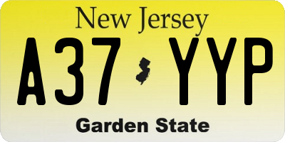 NJ license plate A37YYP