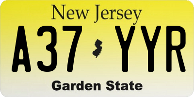 NJ license plate A37YYR