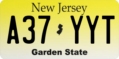NJ license plate A37YYT