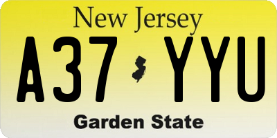NJ license plate A37YYU
