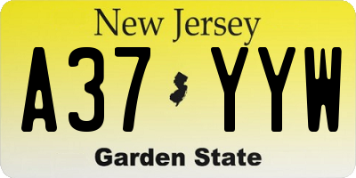 NJ license plate A37YYW
