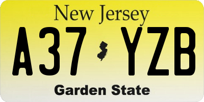 NJ license plate A37YZB
