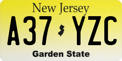 NJ license plate A37YZC