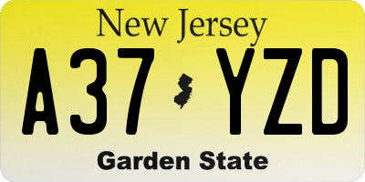 NJ license plate A37YZD