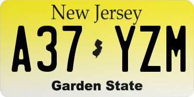NJ license plate A37YZM