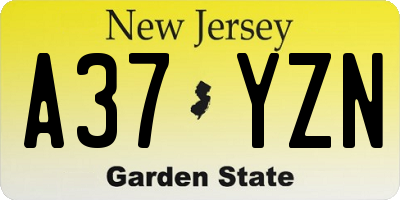 NJ license plate A37YZN