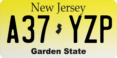NJ license plate A37YZP