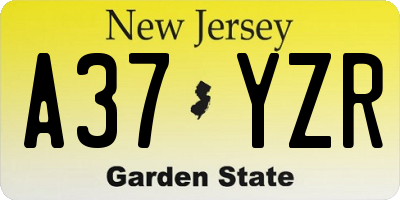 NJ license plate A37YZR