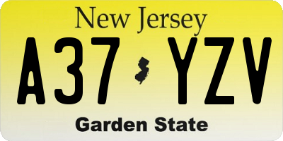 NJ license plate A37YZV