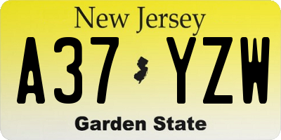 NJ license plate A37YZW