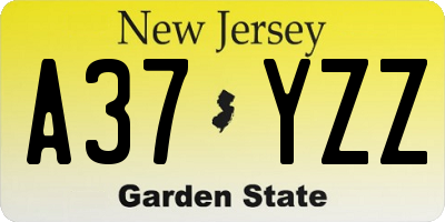 NJ license plate A37YZZ