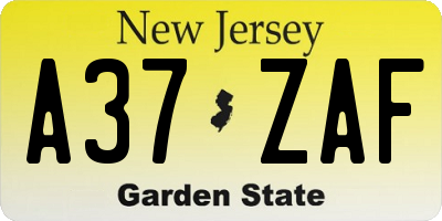 NJ license plate A37ZAF