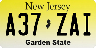 NJ license plate A37ZAI