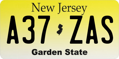 NJ license plate A37ZAS