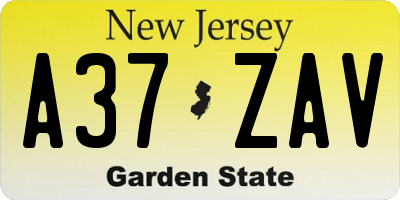 NJ license plate A37ZAV