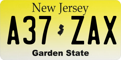NJ license plate A37ZAX