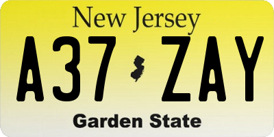 NJ license plate A37ZAY