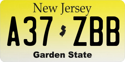 NJ license plate A37ZBB