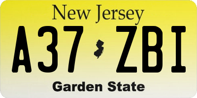 NJ license plate A37ZBI