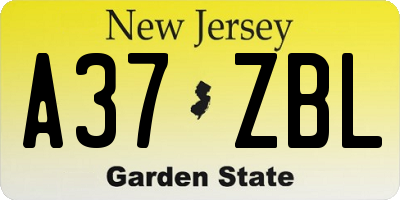 NJ license plate A37ZBL