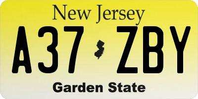 NJ license plate A37ZBY