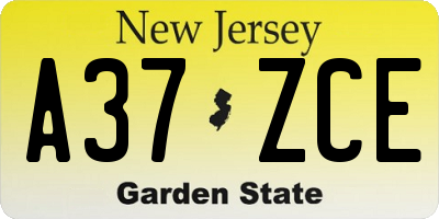 NJ license plate A37ZCE
