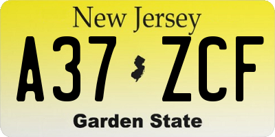 NJ license plate A37ZCF