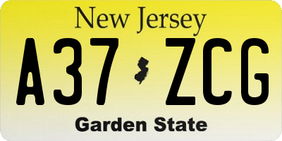 NJ license plate A37ZCG