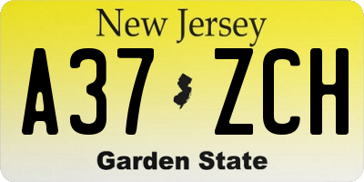 NJ license plate A37ZCH
