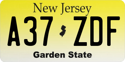 NJ license plate A37ZDF