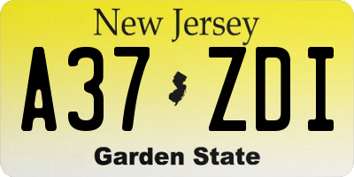 NJ license plate A37ZDI