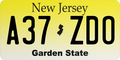 NJ license plate A37ZDO