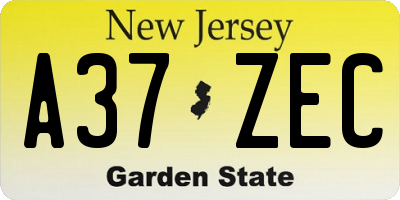 NJ license plate A37ZEC