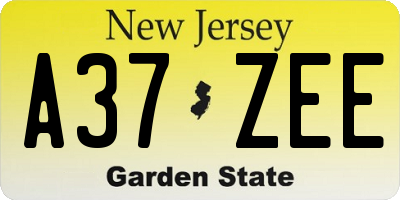 NJ license plate A37ZEE