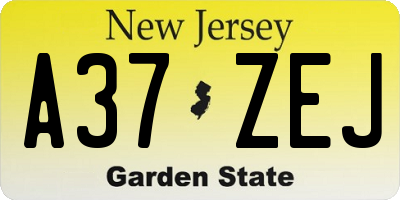 NJ license plate A37ZEJ